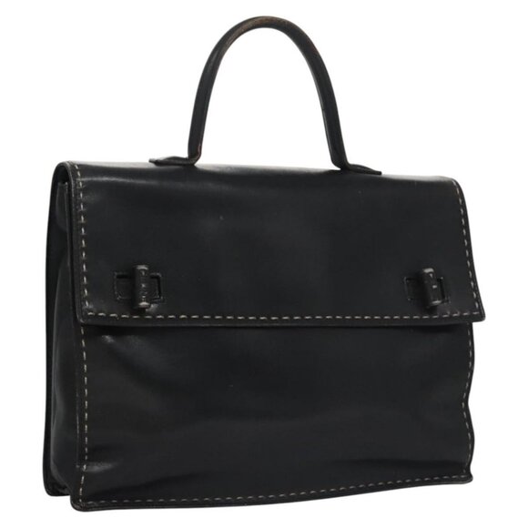 CELINE Hand Bag Leather Black Auth 114646 - Picture 1 of 16